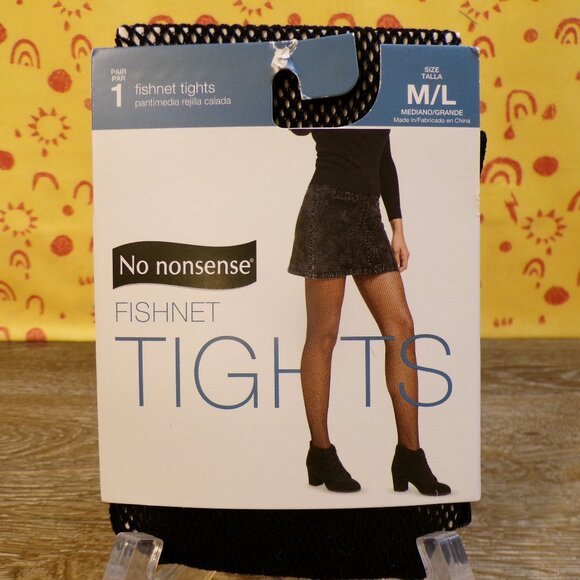No nonsense Women's NWT Fishnet Tights Black Size Medium/Large - Picture 1 of 5